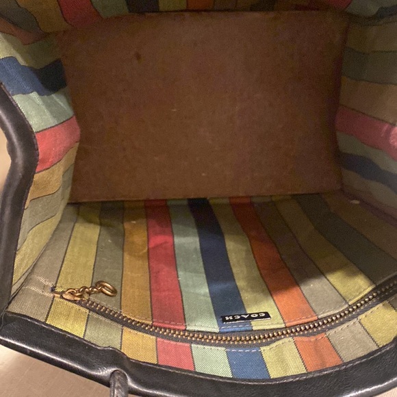 Vintage 1960s COACH Bonnie Cashin Black Lunch Bag Purse w/ Early Mexican Stripe - Picture 9 of 14